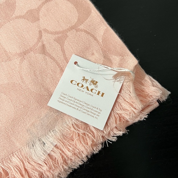 Coach Signature Monogram Silk/Wool Wrap in Blush - Picture 3 of 4